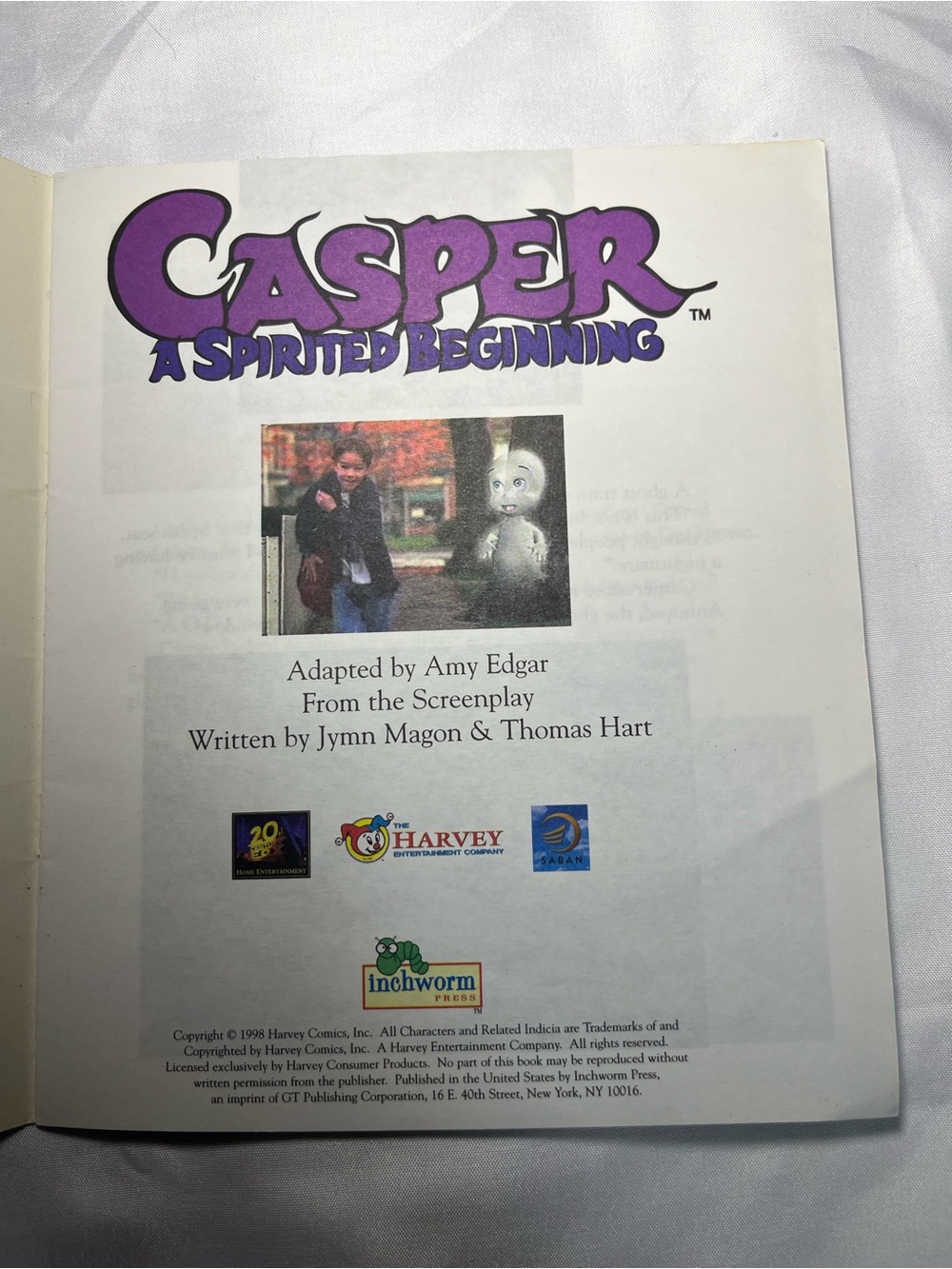 Vintage 1998 Casper A Spirited Beginning Paperback Book Rare‎ Movie Tie In - Picture 2 of 5